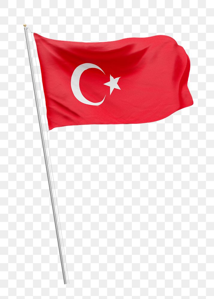 Png flag of Turkey collage element, transparent background