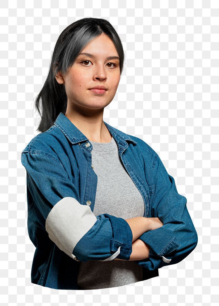 Png confident young woman volunteer, transparent background