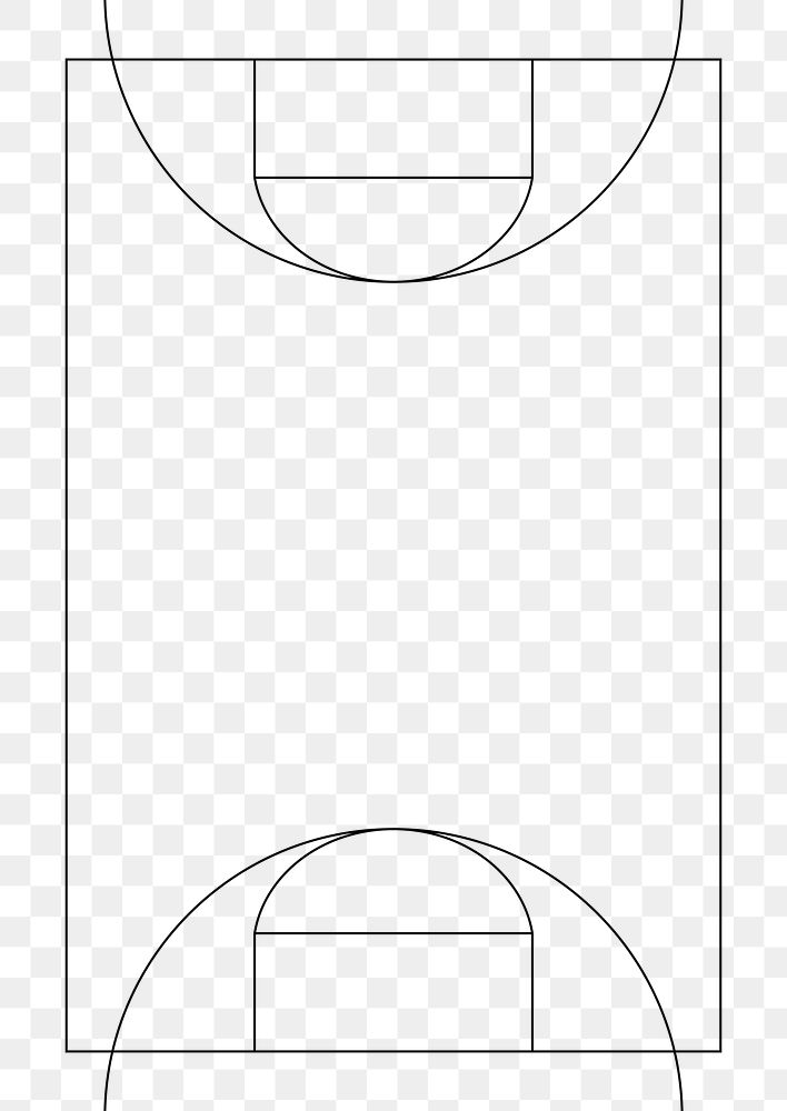 PNG Basketball court outline, transparent background