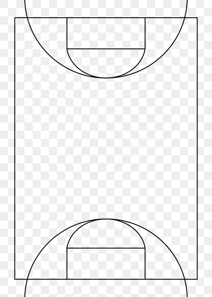 PNG Basketball court outline, transparent background