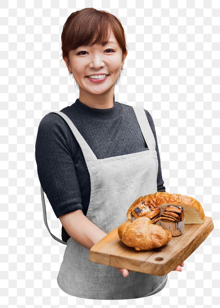 PNG woman baker apron collage element, transparent background