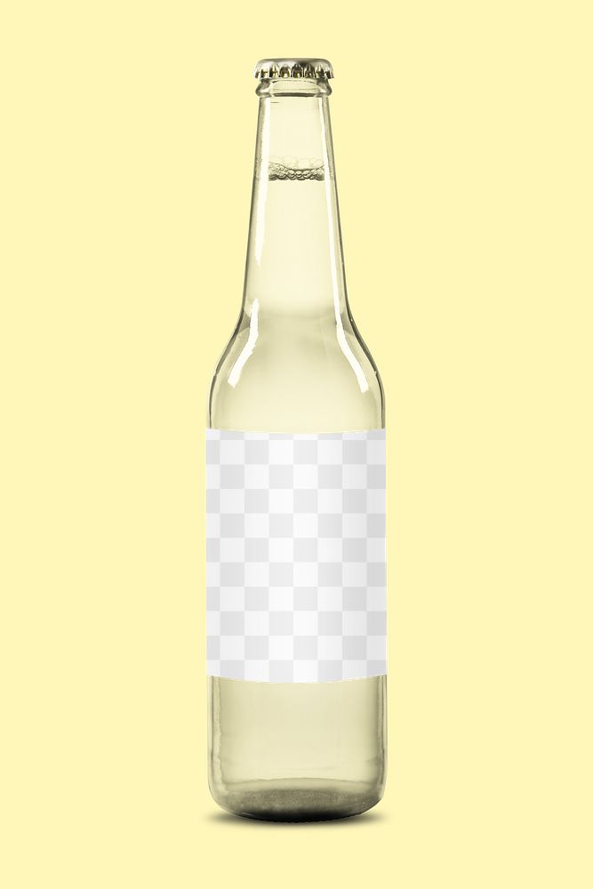 Beer bottle label png mockup, transparent design