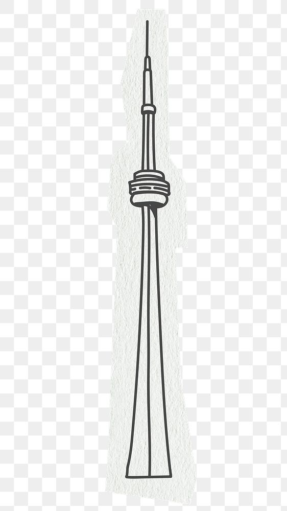 PNG CN Tower, famous location in Canada, line art illustration, transparent background