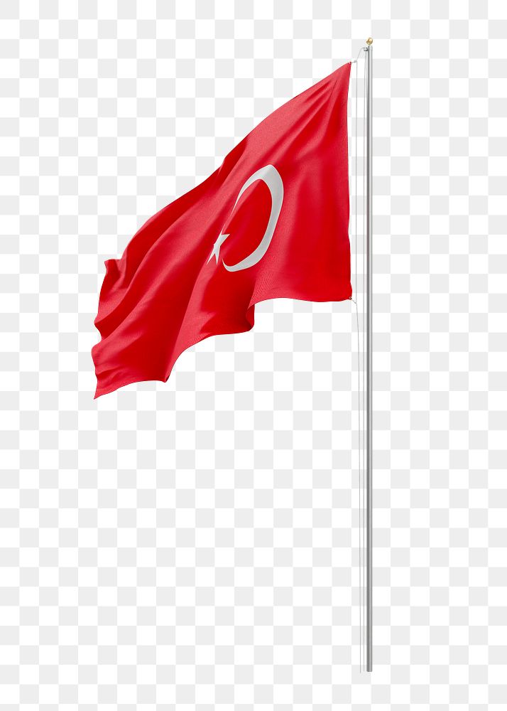 Png flag of Turkey collage element, transparent background