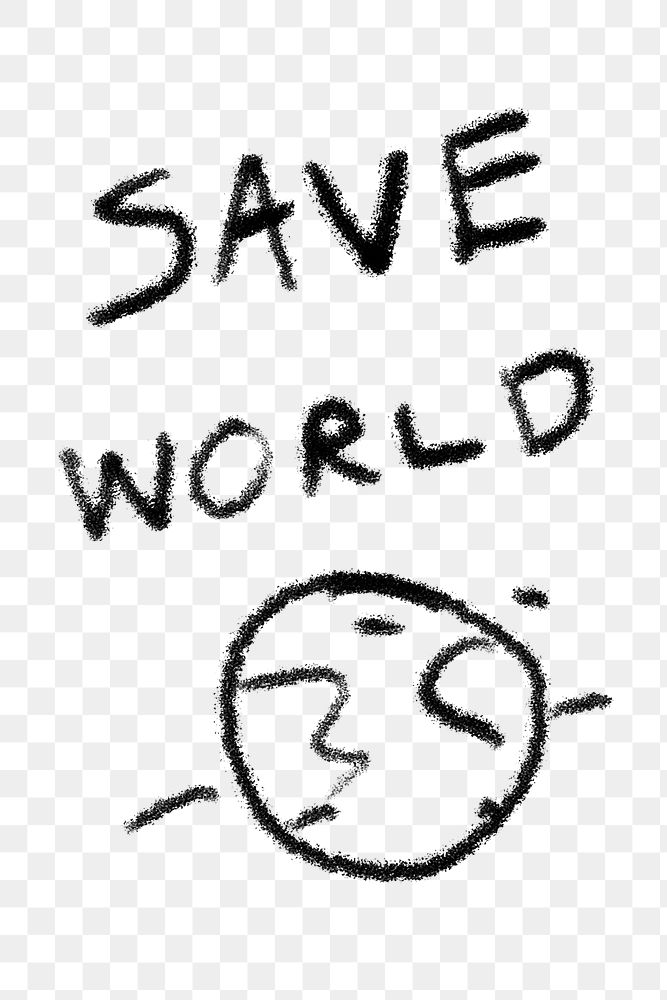 Png save world doodle, transparent background