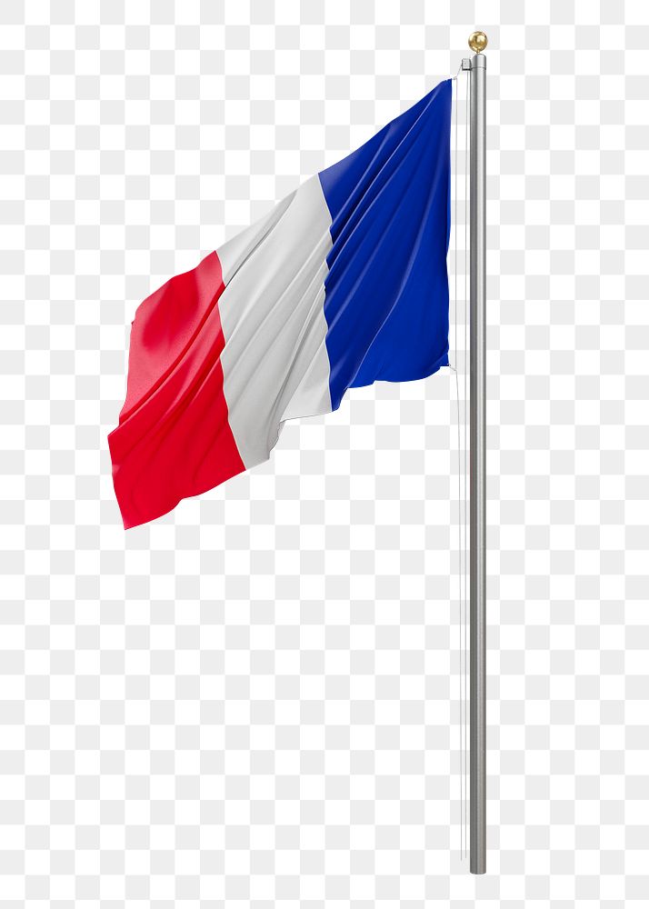 Png flag of France collage element, transparent background