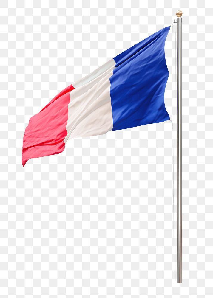 Png flag of France collage element, transparent background
