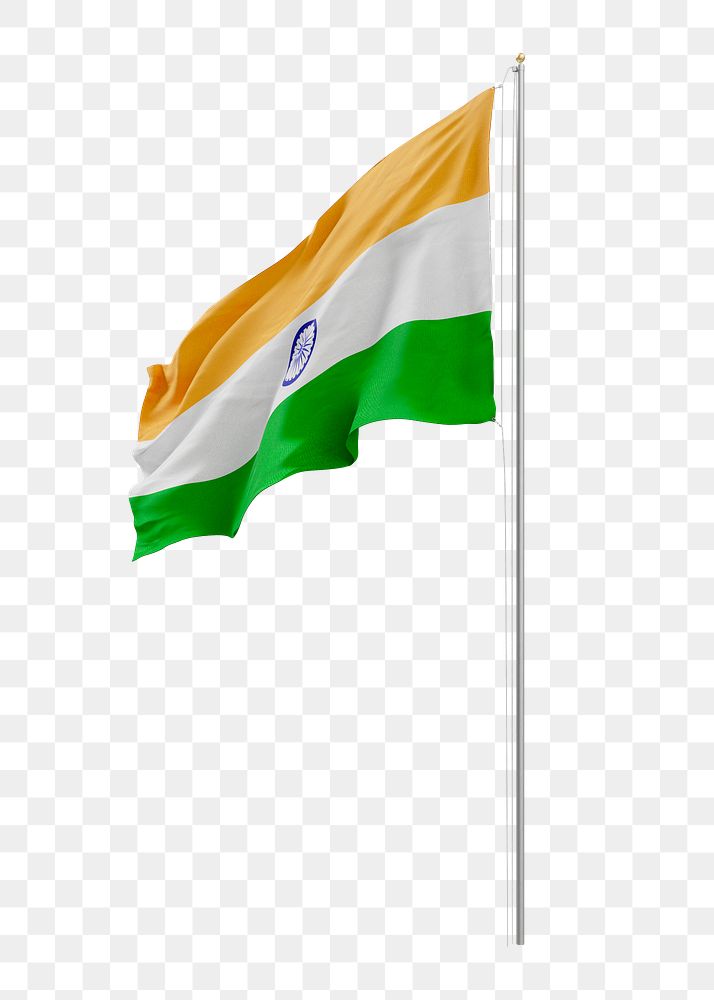 Png flag of India collage element, transparent background