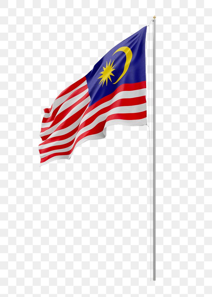 Png flag of Malaysia collage element, transparent background