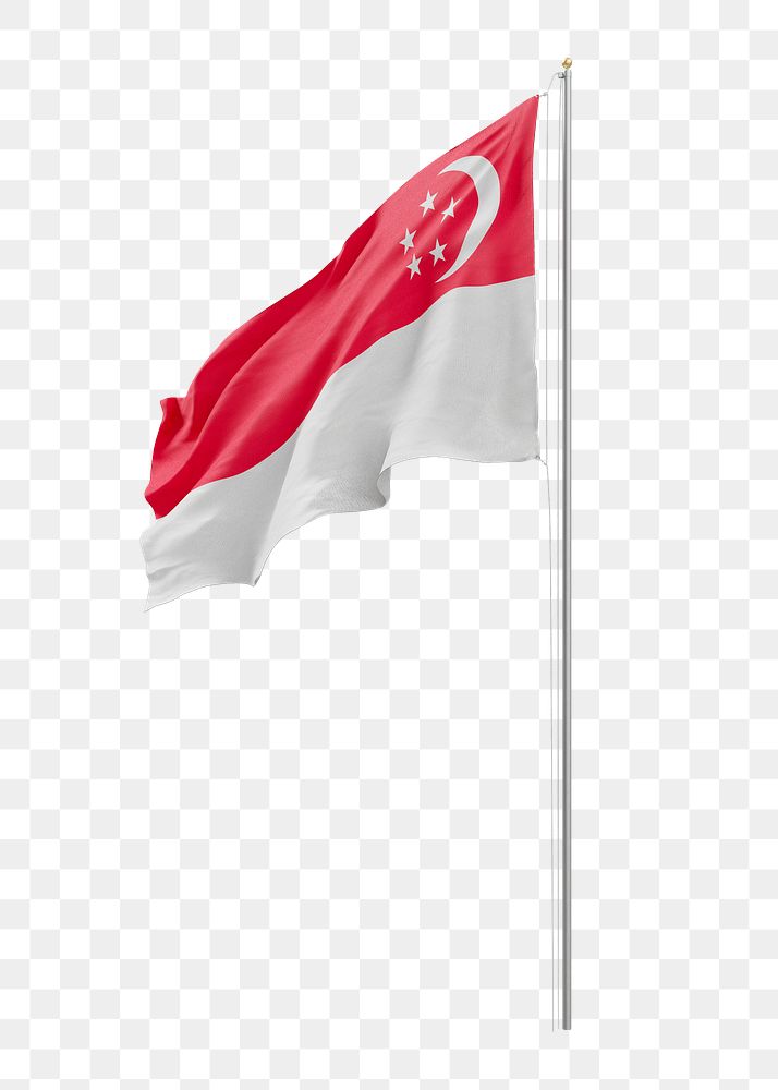 Png flag of Singapore collage element, transparent background