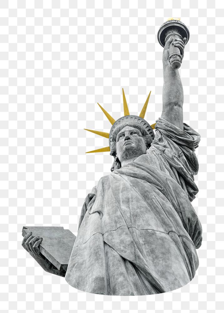 PNG Statue of Liberty black & white, transparent background