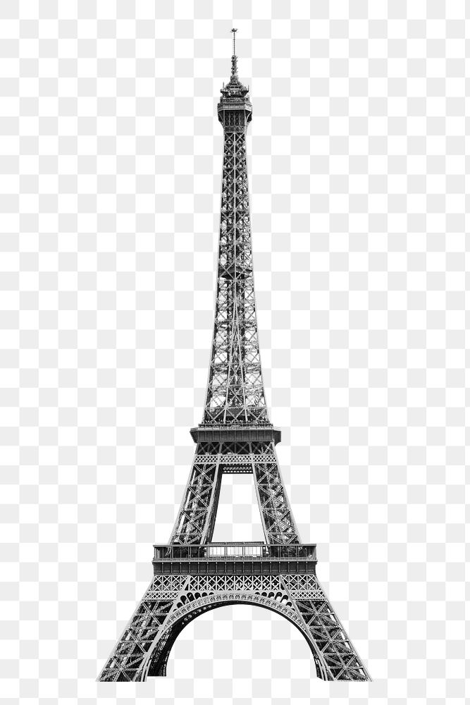 Png Paris Eiffel Tower in black & white, transparent background