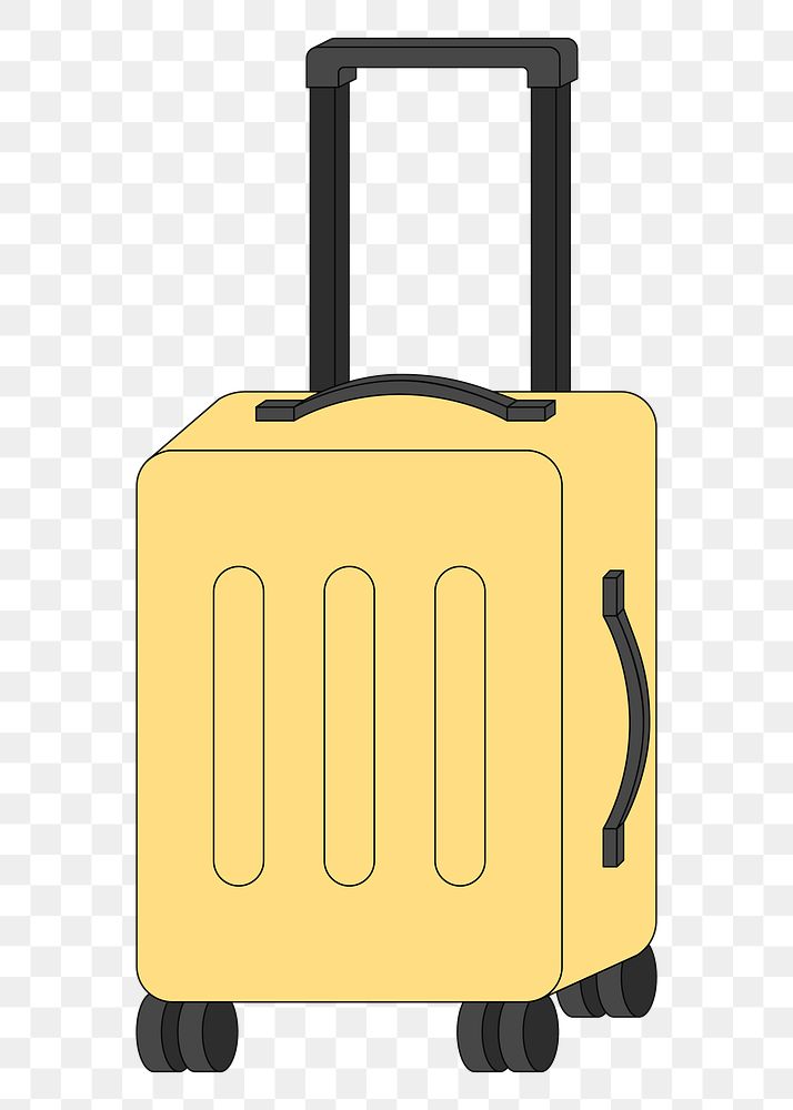 PNG Yellow suitcase, flat travel illustration, transparent background