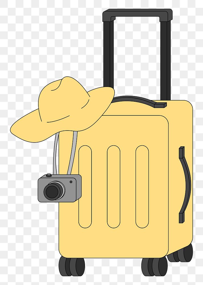 PNG Yellow suitcase, flat travel illustration, transparent background