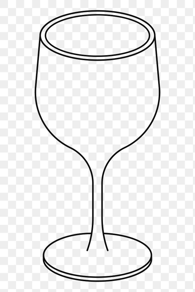 PNG Empty wine glass, flat object illustration, transparent background