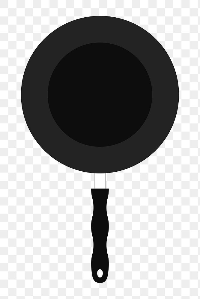 Png black frying pan illustration,  transparent background