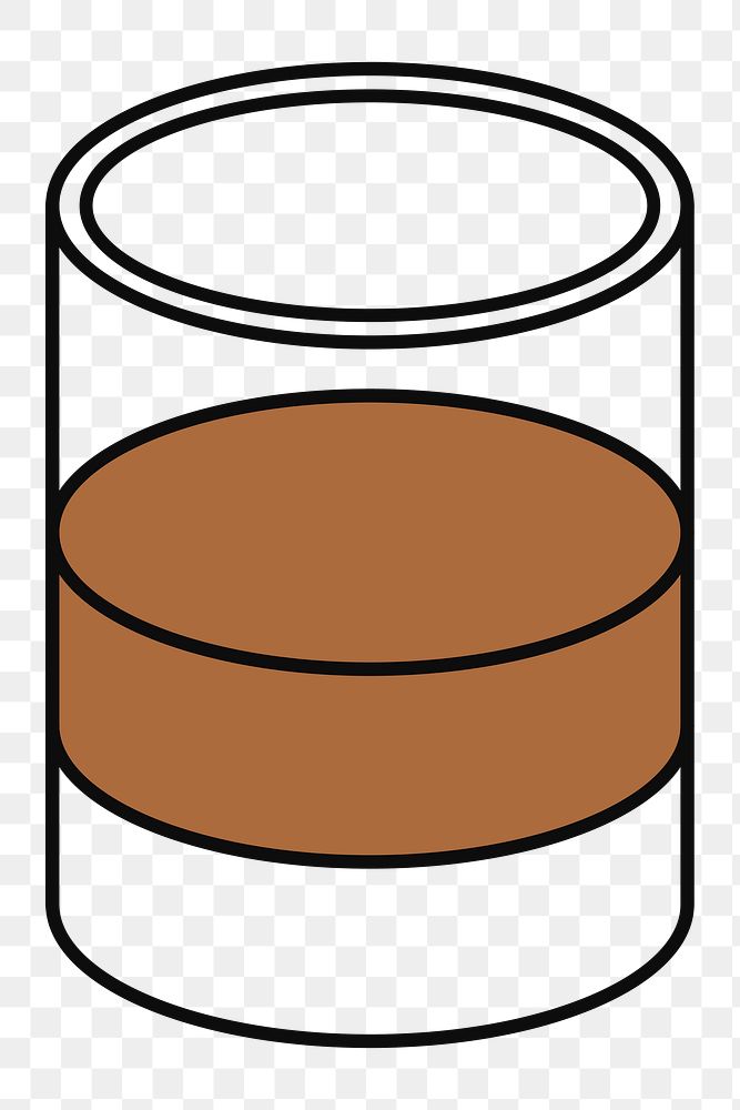 PNG Glass of whiskey, flat illustration, transparent background