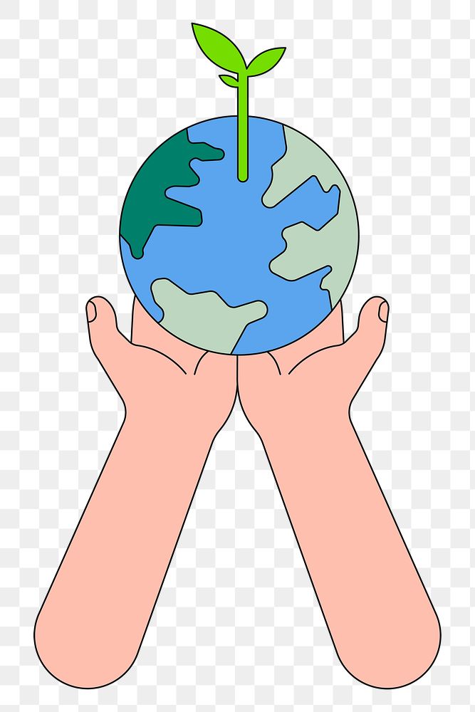 PNG Hands presenting Earth, environment illustration, transparent background