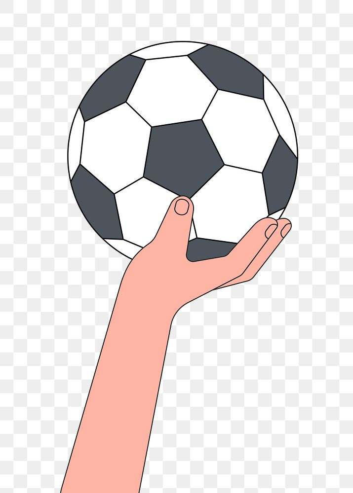 Png hand holding football illustration, transparent background