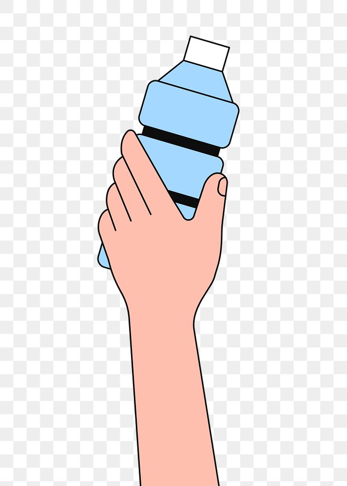 PNG Hand holding water bottle, flat illustration, transparent background