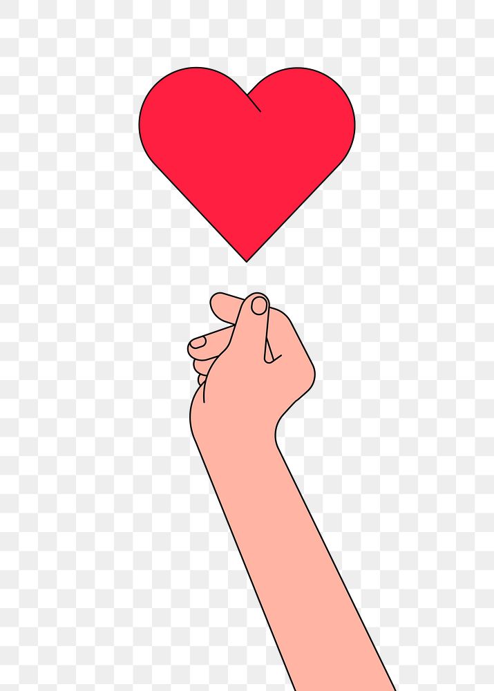 Png love mini heart hand gesture illustration, transparent background