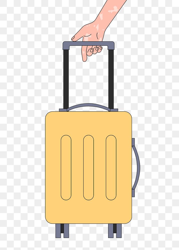 PNG Yellow travel luggage, flat illustration, transparent background