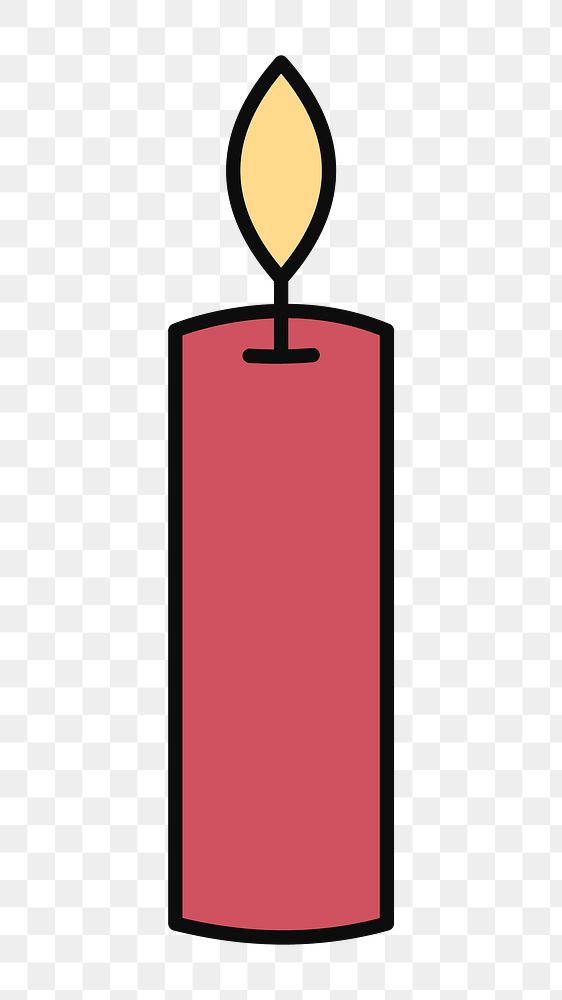 PNG Lit candle, flat illustration, transparent background