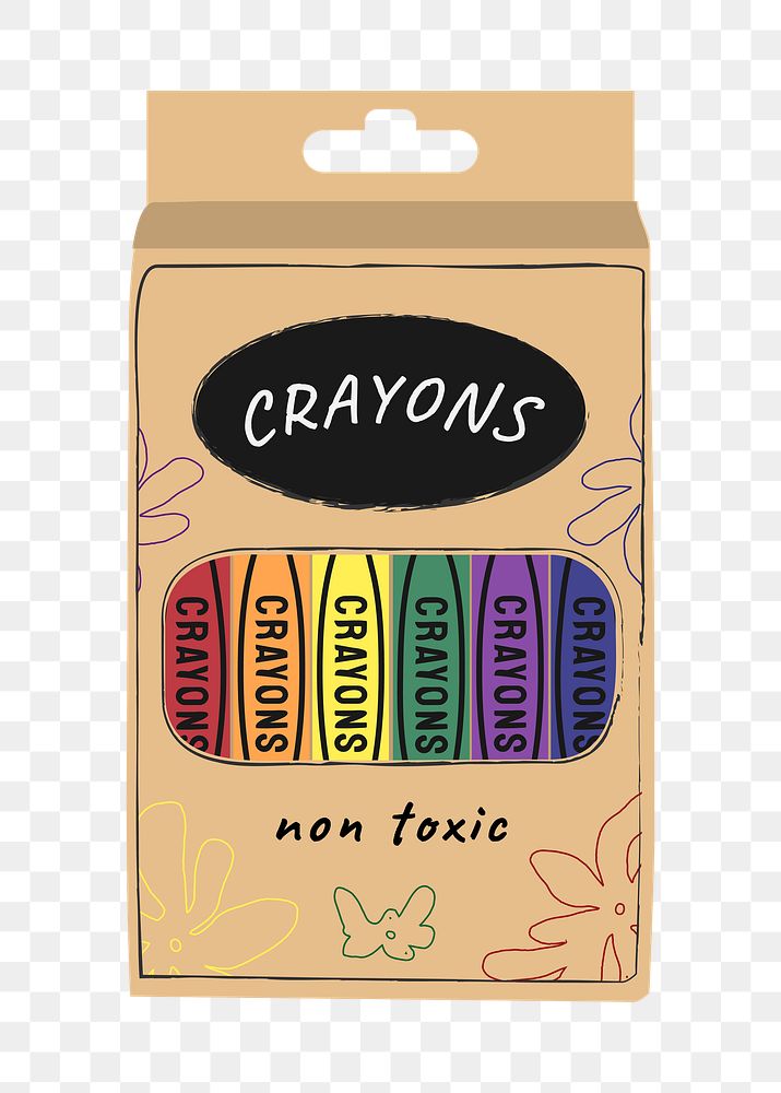 Crayons box, cute stationery illustration