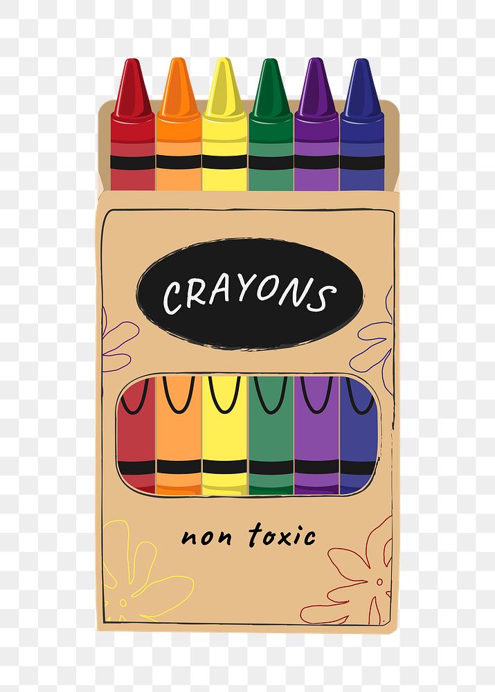 Crayons box, cute stationery illustration