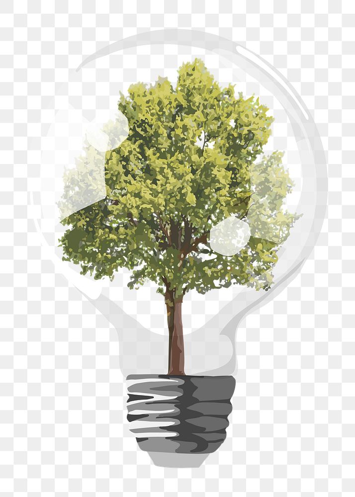 Sustainable energy png bulb, transparent background