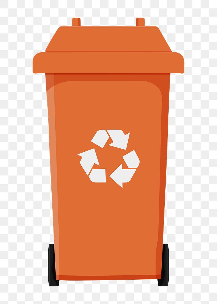 Orange png recycle bin, transparent background
