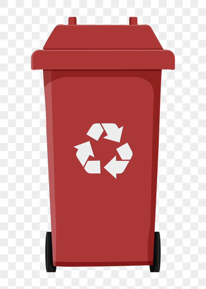 Red png recycle bin,  transparent background