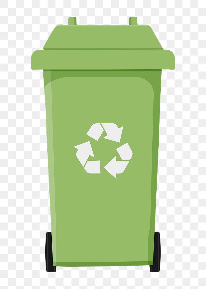 Green png recycle bin, transparent background