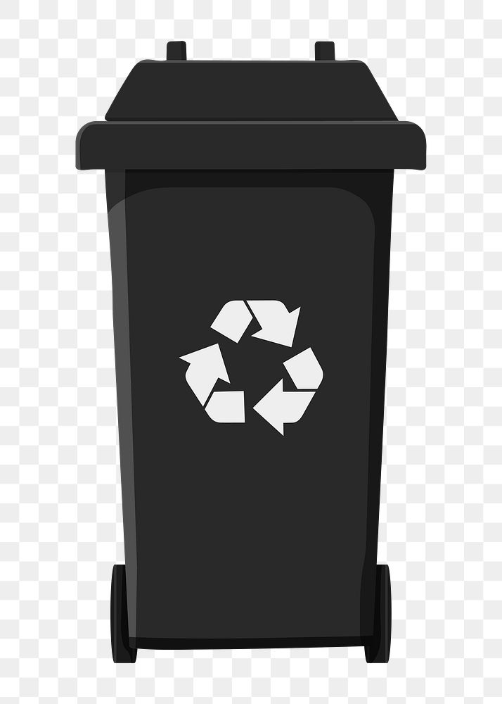 Black png recycle bin,  transparent background