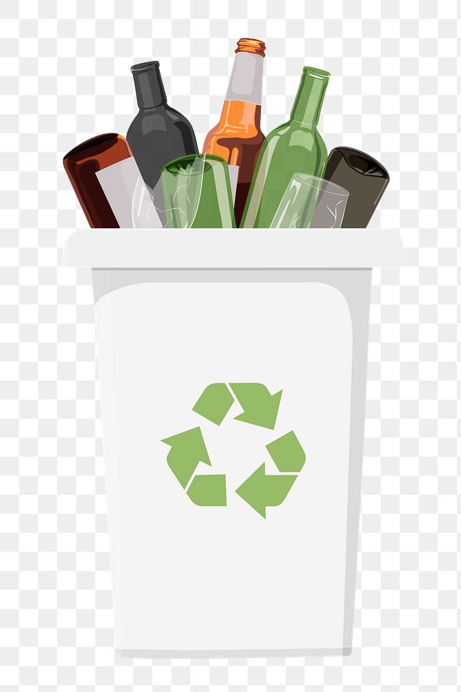 Bottles png recycle bin, transparent background