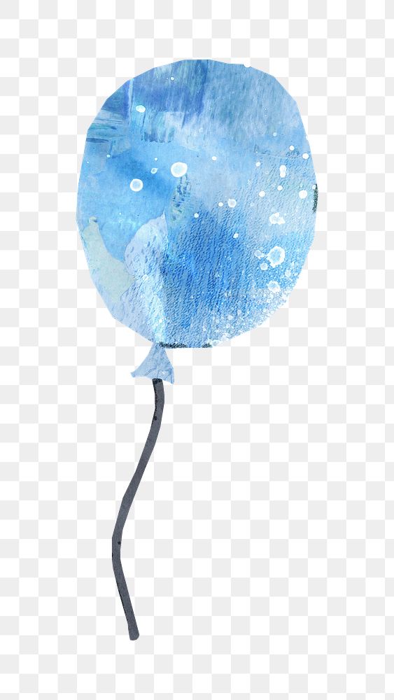 Floating blue balloon png, paper craft, transparent background