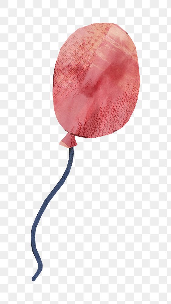 Floating red balloon png, paper craft, transparent background