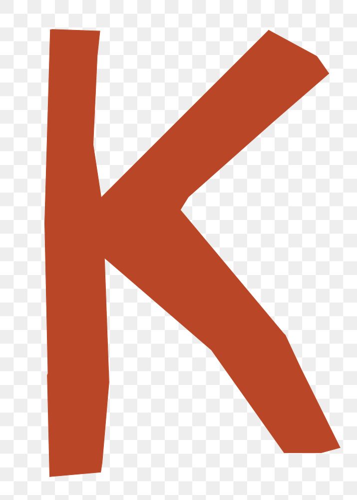 K letter png, paper English alphabet, transparent background