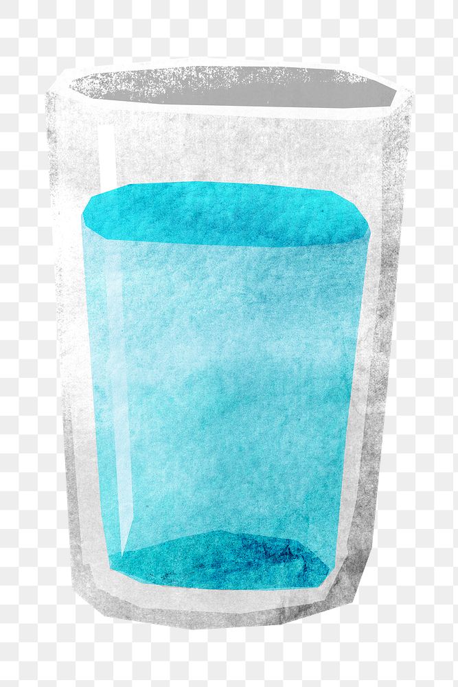 PNG Glass of water, paper craft element, transparent background