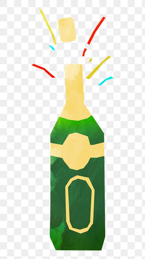 PNG Popping champagne, celebration paper craft element, transparent background