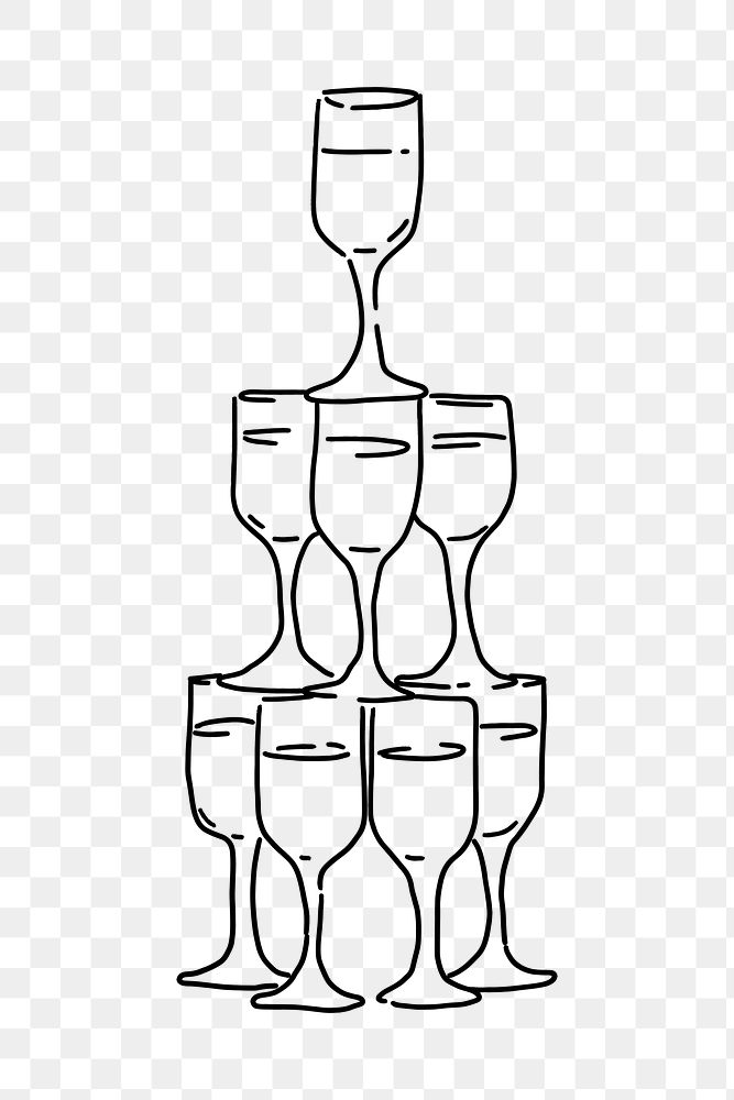 Champagne tower png, aesthetic illustration, transparent background