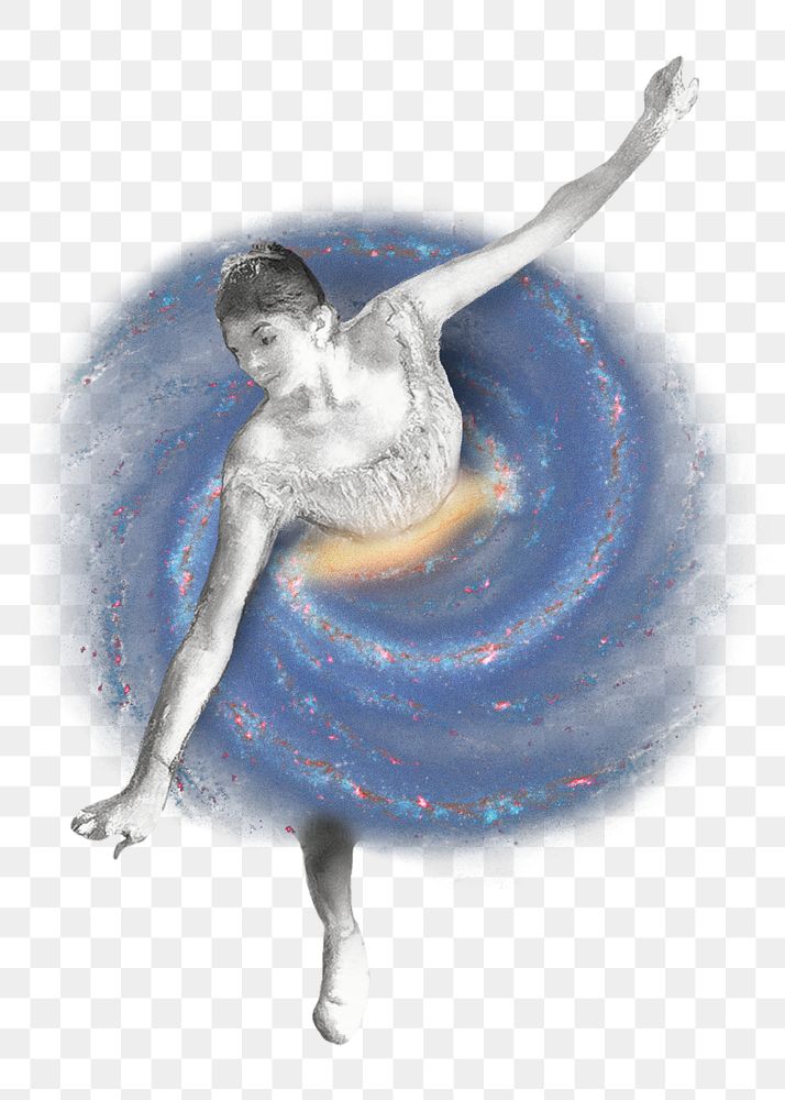 PNG Dancing ballerina, spiral nebula remix, transparent background