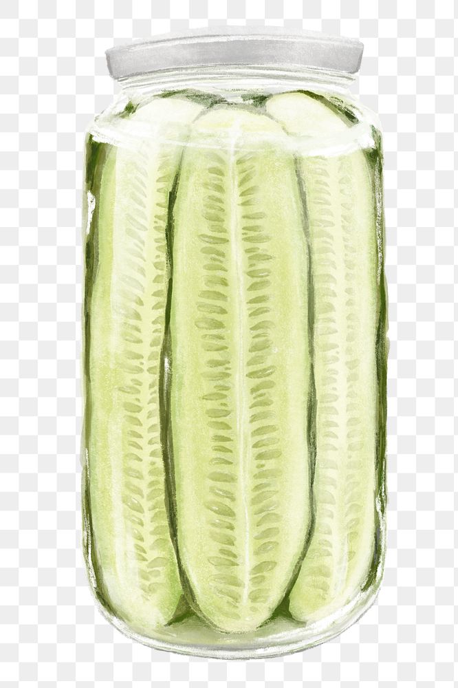PNG Jar of pickles, vegetable food illustration, transparent background