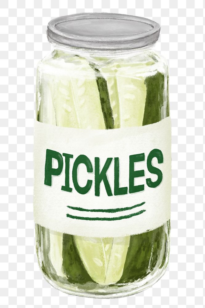 PNG Jar of pickles, vegetable food illustration, transparent background