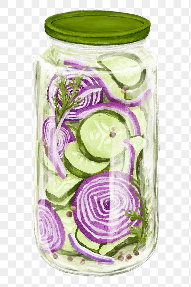 PNG Jar of onions, vegetable illustration, transparent background