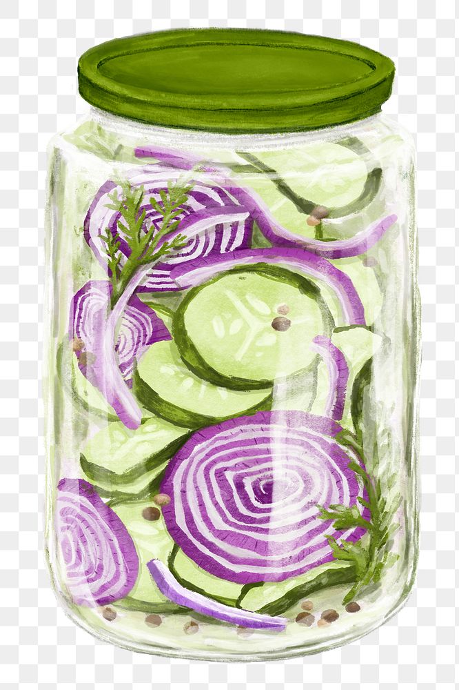 PNG Jar of onions, vegetable illustration, transparent background