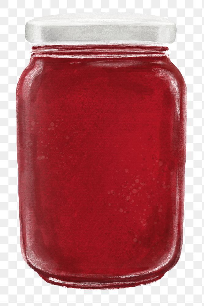 PNG Strawberry jam jar, bread spread illustration, transparent background
