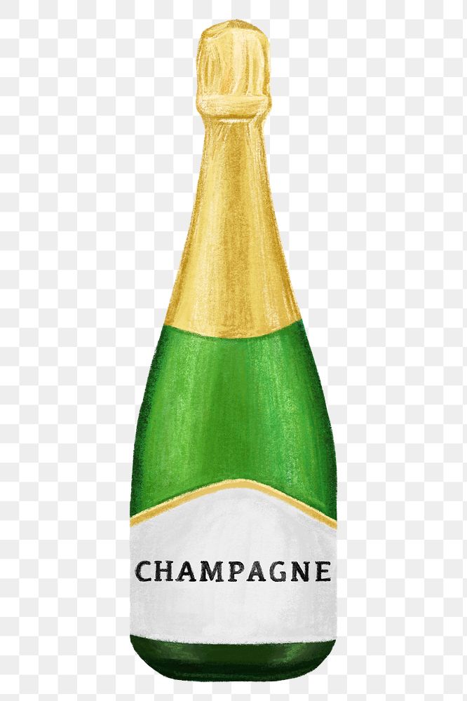 PNG Bottle of champagne, alcoholic drinks illustration, transparent background