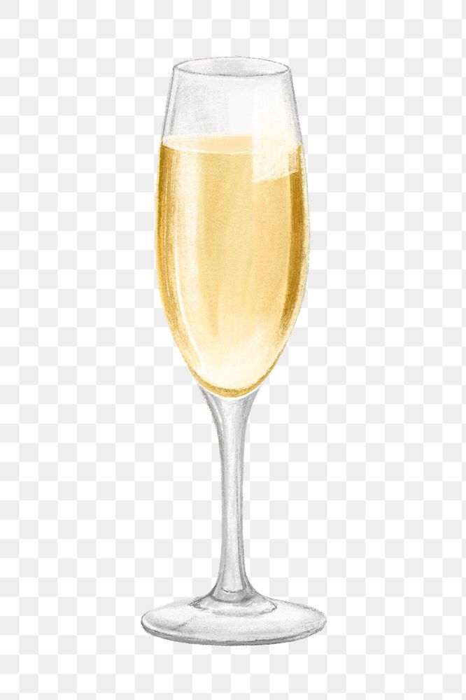 PNG Glass of champagne, alcoholic drinks illustration, transparent background