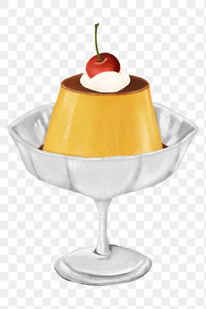 PNG Custard pudding, dessert illustration, transparent background